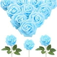 thumbnail image 1 of 30pcs Baby Blue Roses Foam Flowers Artificial Roses with Stems, Fake Roses with Fake Flowers for DIY Wedding Bouquets Baby Shower Centerpieces Floral Party Home Décor (Light Blue), 1 of 5