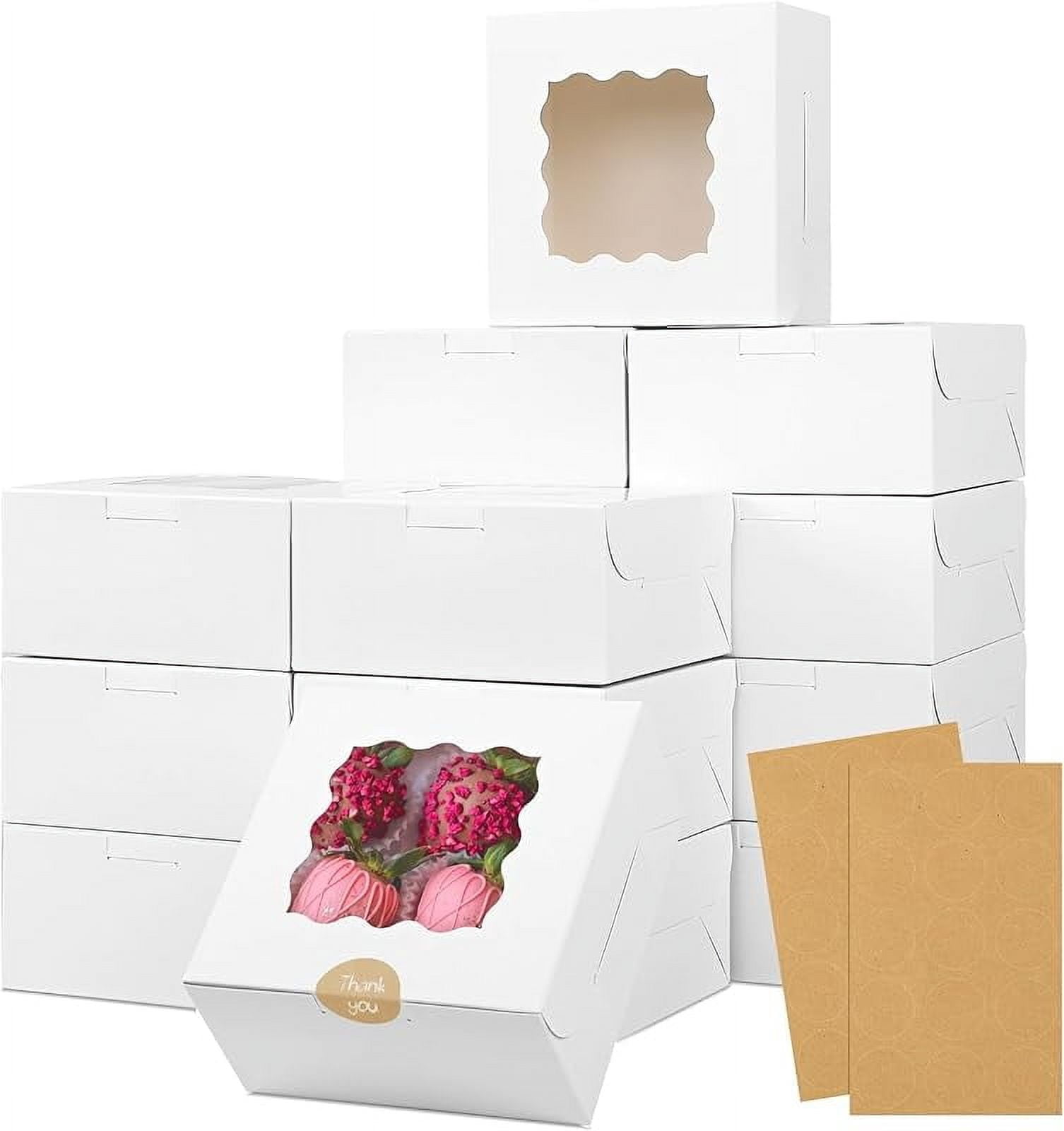30 Pack Pie Boxes With Window – 10x10x3 Inch White Bakery Boxes For Pies, Cheesecakes, Cookies & More