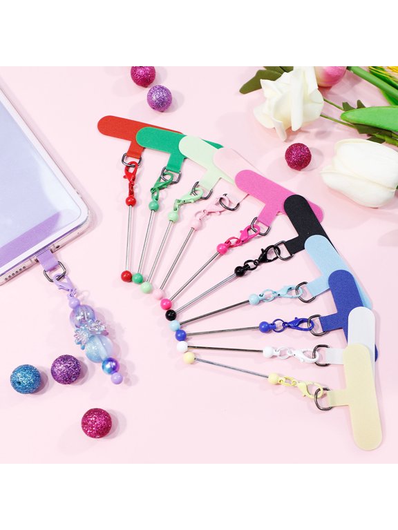 30pcs Beadable Phone Tether Tab Set With Blank Beadable Bars, DIY Phone Lanyard Adapter Kit For Phone Charms, Keychains & Phone Decorations, Wedding Holiday, Best Friend Gifts