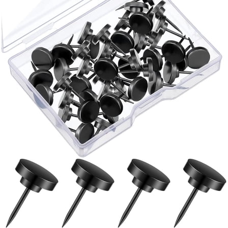30pcs Black Aluminum Alloy Double-Headed Picture Hanging Nails - Decorative Wall Hook Pins for Photos, Art & Home Office Decor with Easy Installation