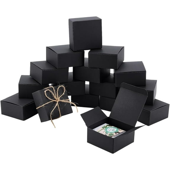 30pcs Black Boxes Gift Boxes Square Paper Box Foldable Candy Box Small Party Favor Little Gift Packaging Paper