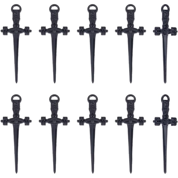 30pcs Black Sword Bookmark Pendant Stainless Steel Sword Charms Punk Charms Sword Pens Set Reading Page Markers for Book Lovers and Custom Toymaking