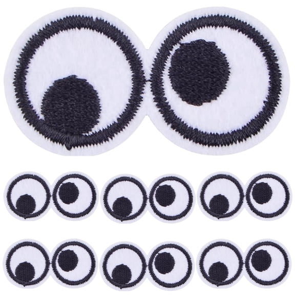 30pcs Black White Eye Iron on Embroidered Patches Eyes Sew On Patches DIY Accessories for Jackets Jeans Clothes Sewing Crafts Decoration