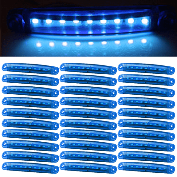 30pcs Blue light 9led long bright wide voltage (12-24V universal) 1Wx9 truck side light 3030 lamp beads