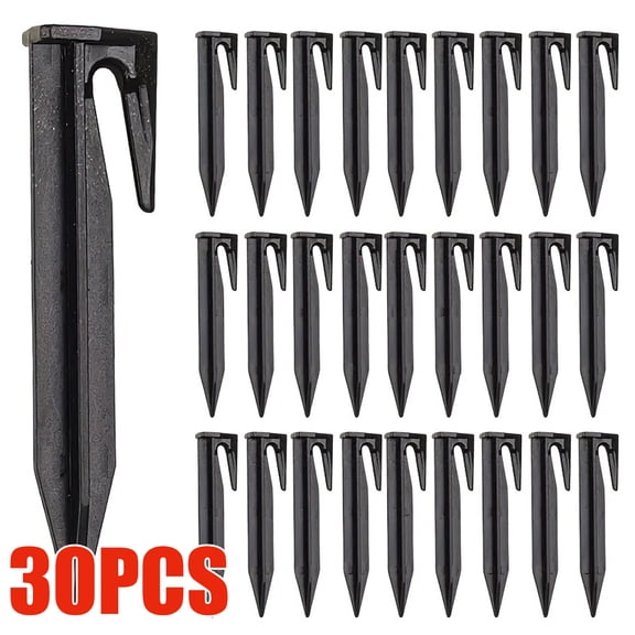 30pcs Boundary Wire Stakes for Robotic Lawn Mowers Heavy-Duty Plastic Landscape Edging Staples with Bayonet Tip Ideal for Lawn Boundary Installation Weed Barrier Tent Anchoring Pet Fences,Black