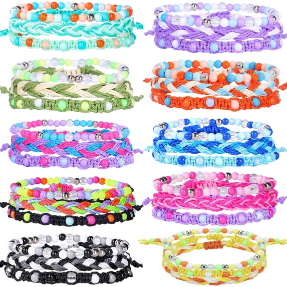 30pcs Braided Beaded Friendship Bracelets for Teens Girls Handmade Stackable Woven Cute Girls Bracelets Teenager Pinata Goody Bag Stocking Stuffers Tween Birthday Christmas Party Favors