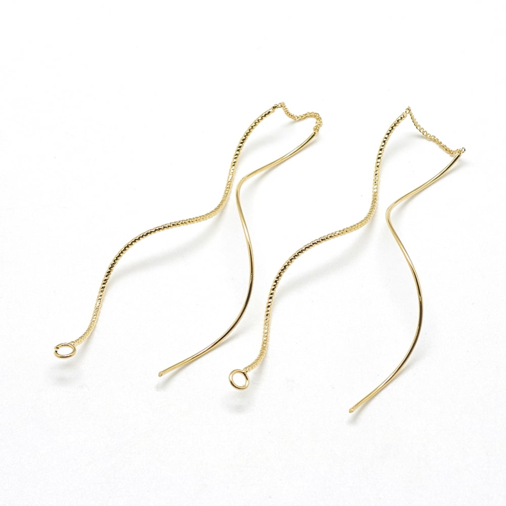 30pcs Brass Chain Stud Earring Findings with Loop Ear Threads golden 142x1mm Hole: 2mm