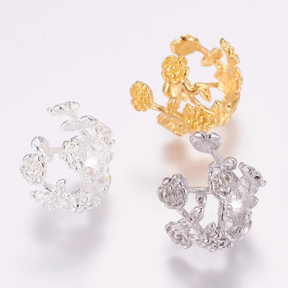 30pcs Brass Fancy Bead Caps Flower 4-Petal Mixed color 14x16x18mm Hole: 2.5mm