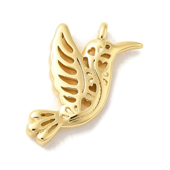 30pcs Brass Pendants Cadmium Free & Nickel Free & Lead Free Bird Charms Real 18K golden Plated 18x11.5x25mm Hole: 1.4mm DIY