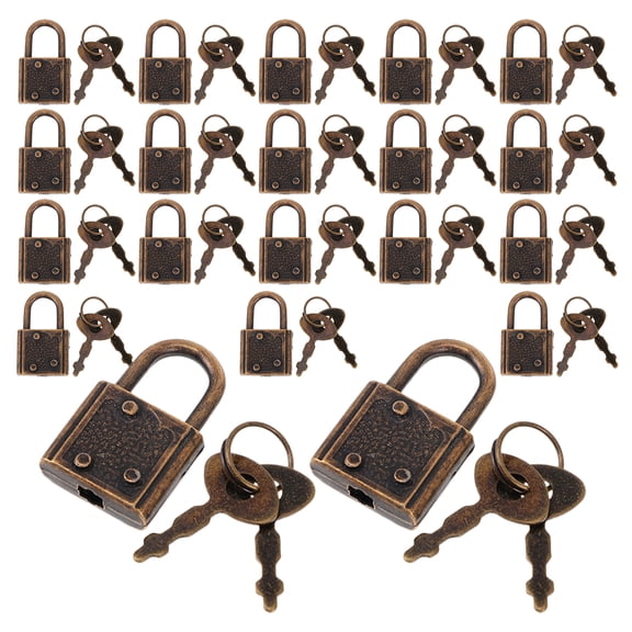 30pcs Bronze Lock with Key: Mini Keyed Padlock - Small Locks with Keys Secure Padlock for Gym Locker Luggage Case Wooden Box Jewelry Storage Diary Book