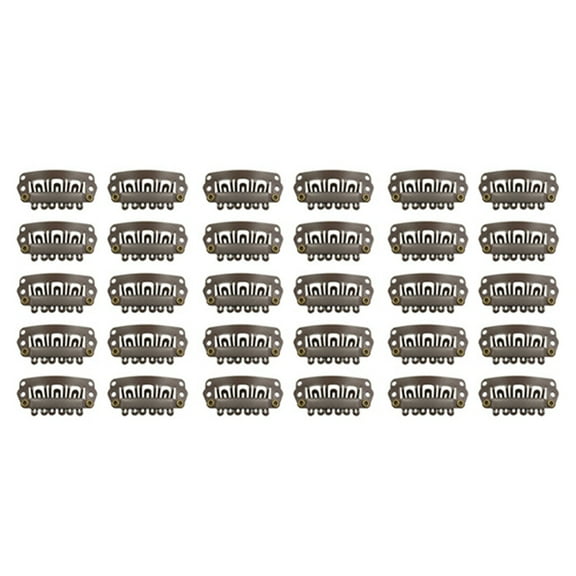 30pcs Brown Snap Clips U-Shape Metal Clips for Hair Extensions DIY