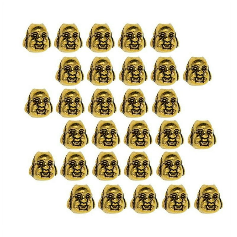 30pcs Buddha Small Spiritual Metal Bead Spacers for Jewelry Making Bracelet  DIY - gold color 