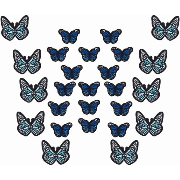 30pcs Butterfly Embroidered Patch Iron on or Sew on 2 Style Embroidered Badge Patch Sew On Patches DIY Decorative Patches Applique Patch for Dress Jeans Jackets Handbag Clothing