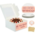 thumbnail image 1 of 30pcs Cake Boxes and 30 Pack 10 Inch Round Cake Boards,10x10x5 Inches White Square Bakery Boxes with Window Cajas Pasteles for Cookies Pies Cupcakes Pastry, 1 of 4