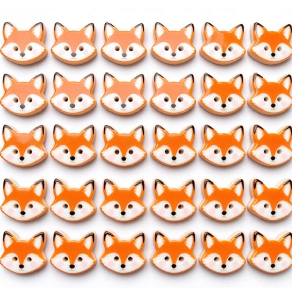 30pcs Cartoon Fox Resin Button Clothing Handmade DIY Decorative Button