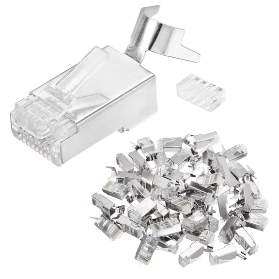 Uxcell 50Pcs CAT7 RJ45 Connectors with Cable Traverse for 23AWG Ethernet Cable