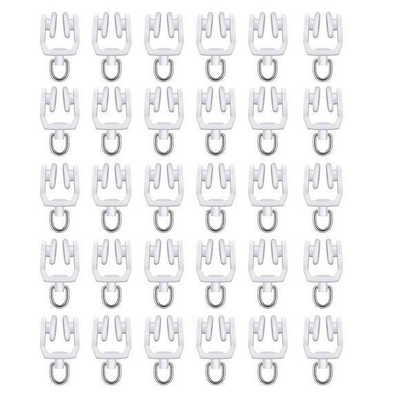 30pcs Ceiling Curtain Track Rollers Hook Heavy Duty Rail Pulleys Plastic & Steel Hook for Smooth Sliding Window Drapery