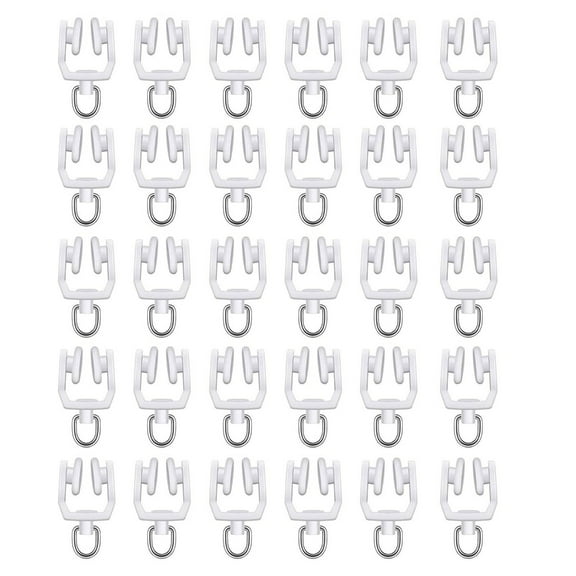 30pcs Ceiling Curtain Track Rollers Hook Heavy Duty Rail Pulleys Plastic & Steel Hook for Smooth Sliding Window Drapery