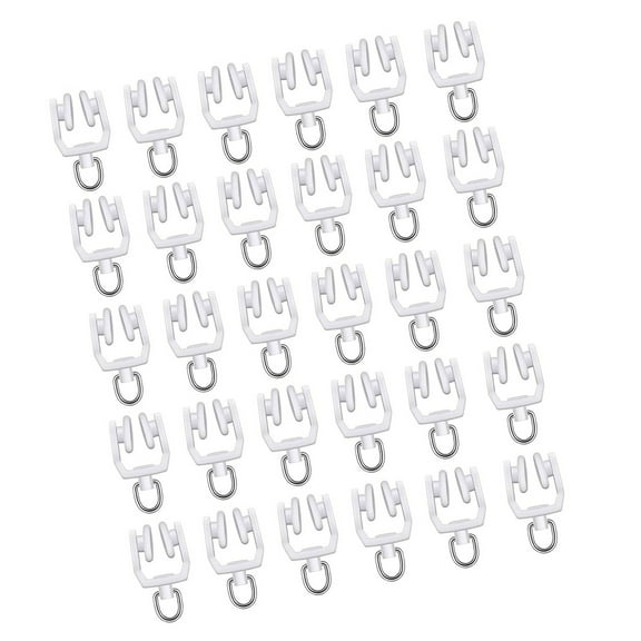 30pcs Ceiling Curtain Track Rollers Hook Heavy Duty Rails Pulleys Plastic & Steel Hook for Smooth Sliding Window Drapery