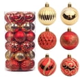 thumbnail image 1 of 30pcs Christmas Tree Balls, 2.36" Christmas Ornament Decorations Shatterproof Ornaments Gold and Red Color Painted Christmas Baubles Decorations for Party Wedding Christmas Decor, 1 of 7
