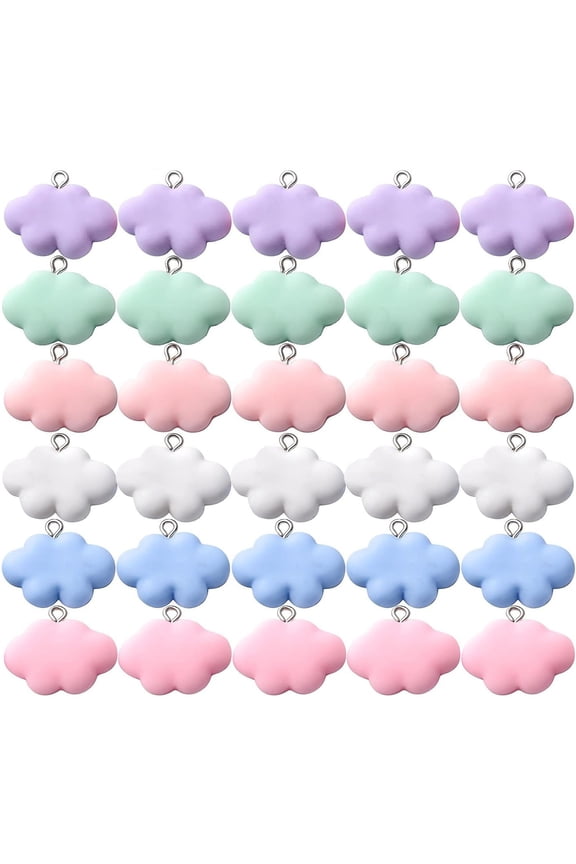 30pcs Cloud Charm Pendant Colorful Resin Charms 3D Cartoon Cloud for DIY Jewelry Necklaces Bracelets Earrings Making