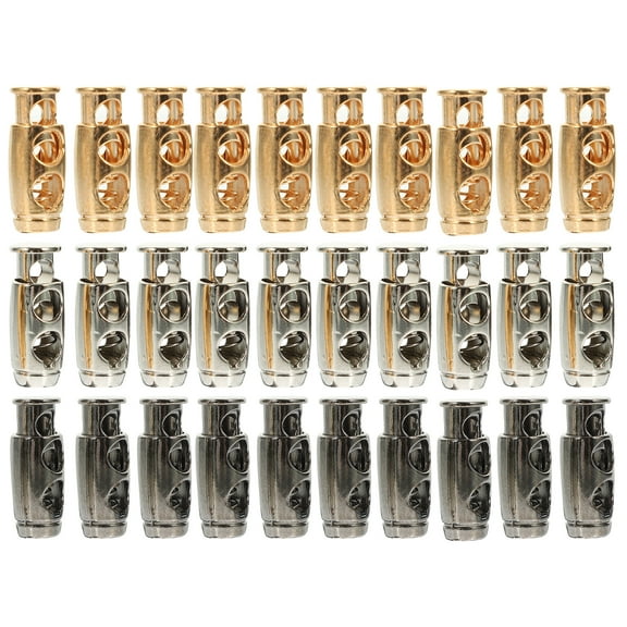 30pcs Cord Locks Double Hole Adjustable Spring Cord Lock Metal Spring Toggle Stopper Loaded Stop Sliding Cord Fastener Locks Buttons for Drawstring Clothing Shoelaces