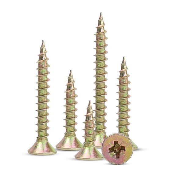 30pcs Cross Recessed Countersunk Fiberboard Chipboard Screws M3.5 M4 M5 Yellow Zinc Coated Flat Head Self Tapping Wood Screw