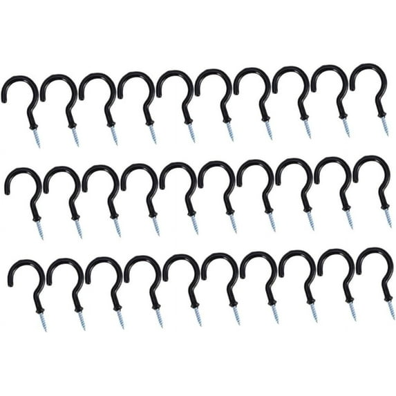 30pcs Cup Hook Screw-in Hooks Cabinet Hooks Black Metal Hanging Hooks Ceiling Hooks Heavy Duty Under Shelf Hooks Coffee Cup Hooks Cup Hooks Screw in Small Hooks Major Carbon Steel