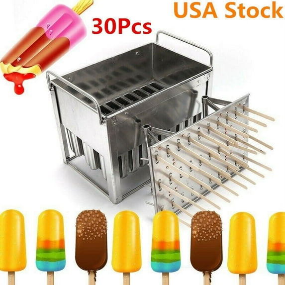 30pcs DIY Ice Pop Maker Ice Cream Stick Holder Mold Stainless Steel Molds