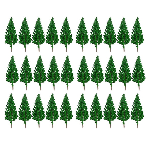 30pcs DIY Railroad Decor Buliding Layout Scale Materials Miniature Model Artificial Cedar Tree Scene Model Green Scenery 3CM 30PCS