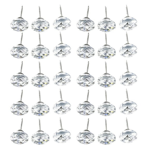 30pcs Decorative Push Pins Upholstery Tacks Glass Furniture Buttons Background Wall Decor