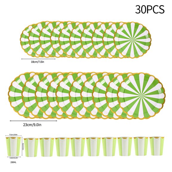 30pcs Disposable Plates Cups Birthday Decoration Disposable Tableware Disposable Party Dish Baby Shower Camping Disposable Cups