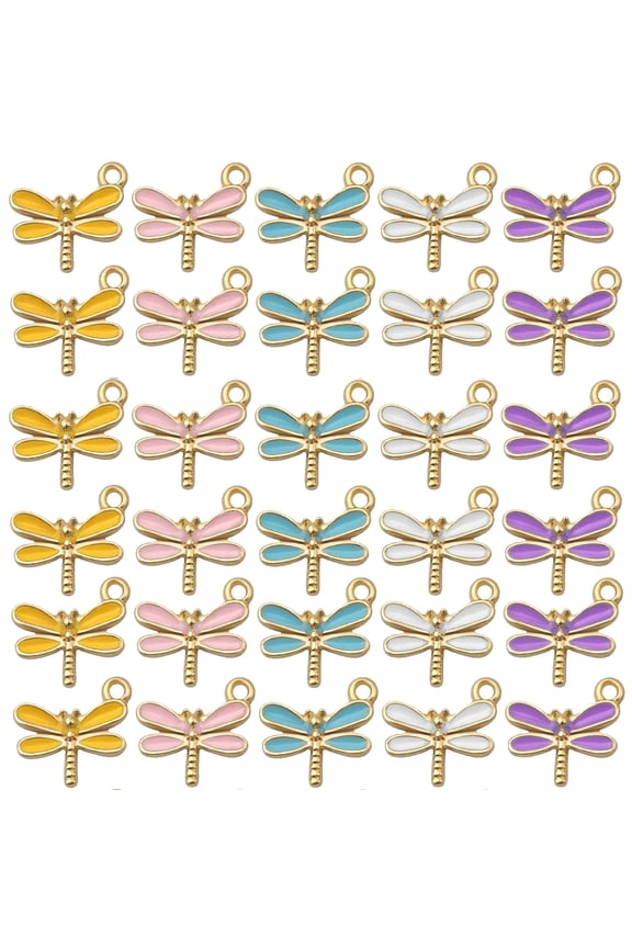 30pcs Dragonfly Charms Enamel Colorful Dragonfly Pendants Insect Charm Pendant for DIY Bracelet Earrings Jewelry Making