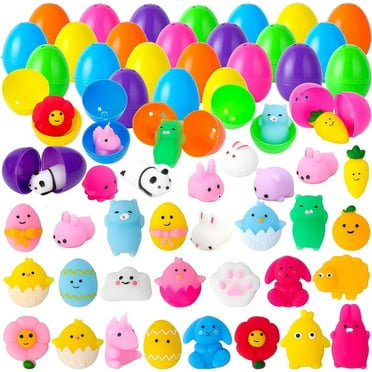 30pcs Easter Eggs Prefilled with MochiSquishy Toy,Easter Eggs Colorful Plastic Easter Eggs Squeeze Toys for Easter Basket Stuffers, Easter Party Favor, Easter Eggs Hunt, Classroom Prize Supplies