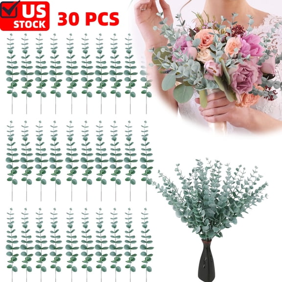 30pcs Eucalyptus Stems Artificial Eucalyptus Leaves Stems Fake Plants for Home Office Wedding Decoration Christmas Decor