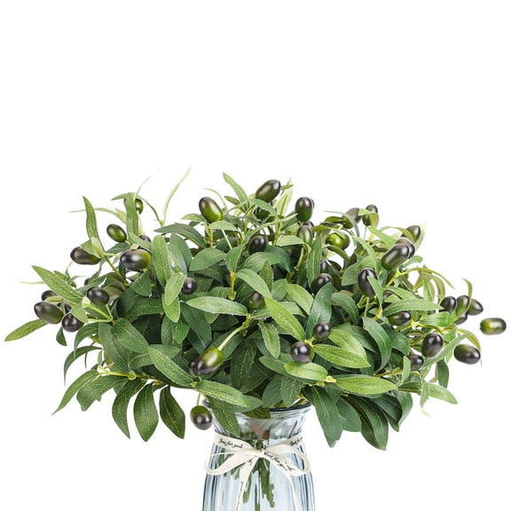30pcs Faux Olive Leaves Stems 10” Tall Artificial Plants Olive Branches for Small Vase Tabletop Greenery Decor for Home Office Wedding Party (Vase Not Included)
