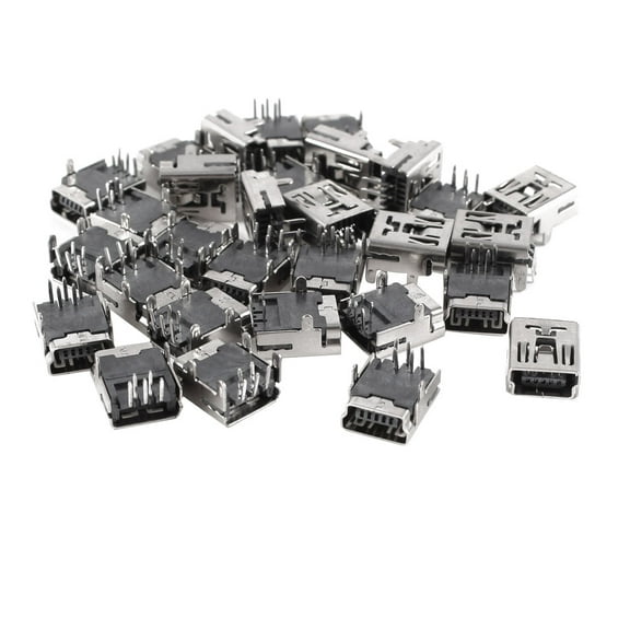 30pcs Female  USB B Connector 5-Pin Right Angle DIP Socket PCB Board