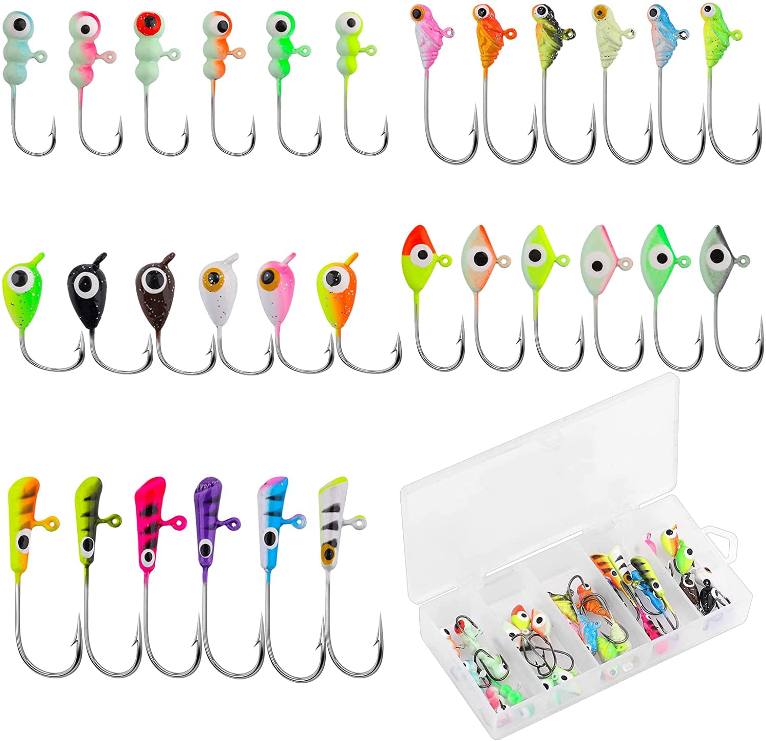 30pcs Fishing Jig Hook, Carbon Steel Fishing Lures Jigs Lifelike