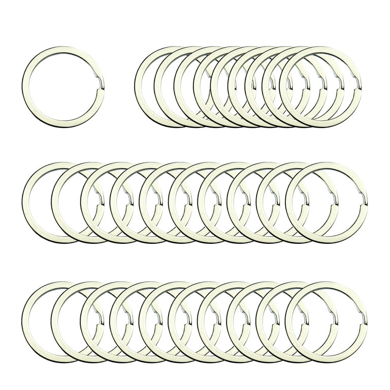 HoAoOo Key Ring/Key Chain, 50 Pack 1.25 Inches 32mm Split Round Metal Silver Keyring for Home/Car/Outdoor/Arts/Lanyards/CraftsKeys Organization