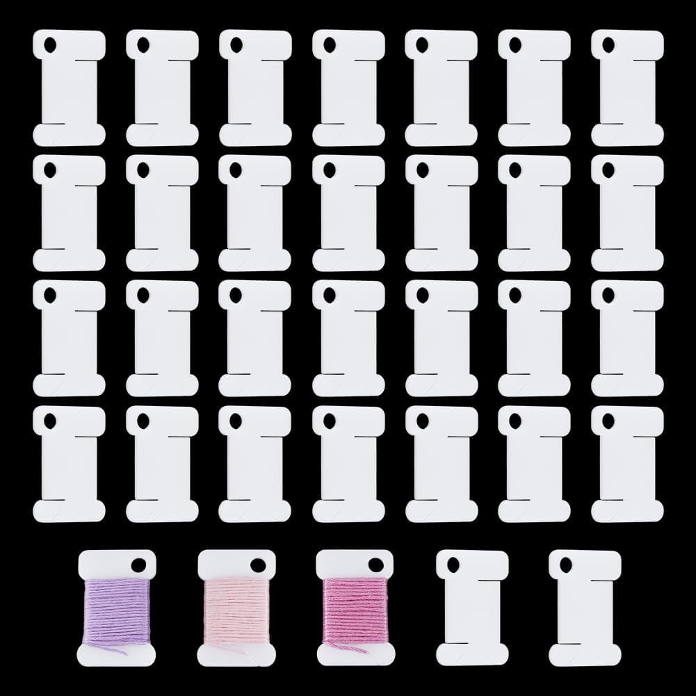 30pcs Floss Bobbins Embroidery Thread Organizers White Acrylic Thread ...