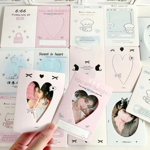 30pcs Folding Photocard Holder Kpop 3 Inch Photo Card DIY Hollow Packing Fixed Cardboard