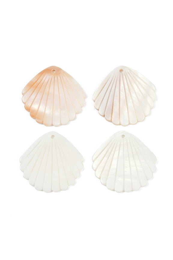 30pcs Freshwater Shell Pendants Shell Shape Seashell color 31.5x32.5x2.4mm Hole: 1.8mm