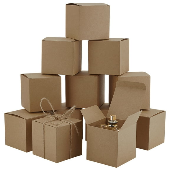 30pcs Gift Boxes 3 inch Square Paper Boxes Foldable Candy Box Small Party Favor Boxes Little Gift Packaging Paper Boxes Brown Color