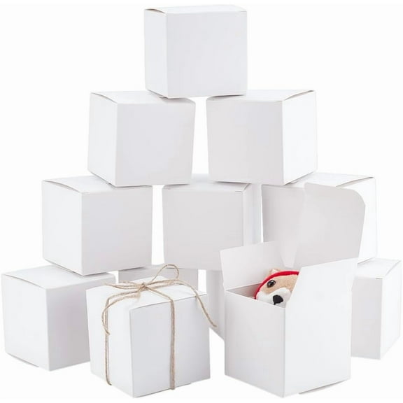 30pcs Gift Boxes White Boxes 3 inch Square Paper Boxes Foldable Candy Box Small Party Favor Boxes Little Gift Packaging Paper Boxes DIY