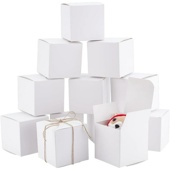 30pcs Gift Boxes White Boxes 3 inch Square Paper Boxes Foldable Candy Box Small Party Favor Boxes Little Gift Packaging Paper Boxes