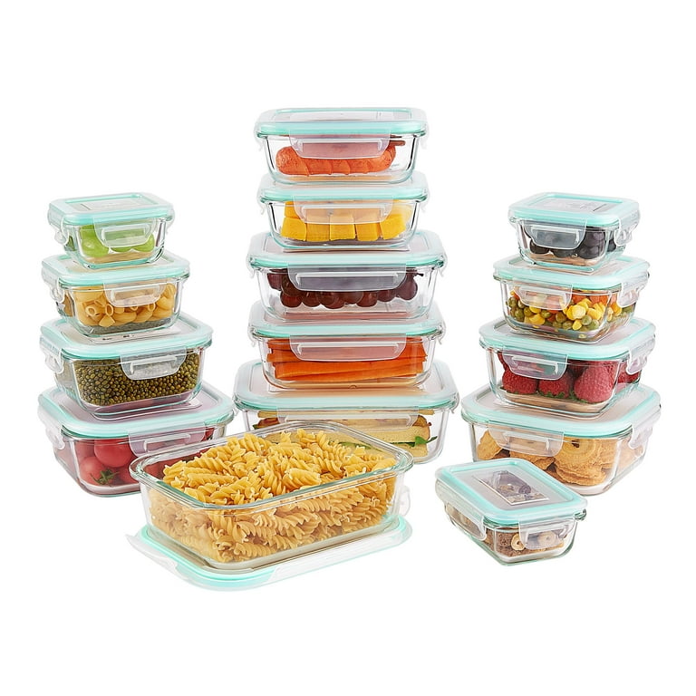 30pcs Glass Storage Container Set with Lids, Vtopmart Meal Prep Containers, Airtight Bento Boxes, Size: 8.14L x 6.06 HX 2.75 W, Clear
