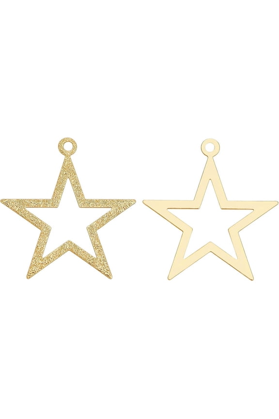 30pcs Gold Star Brass Charms Real 18K Gold Plated Pendants(27x25x0.3mm)