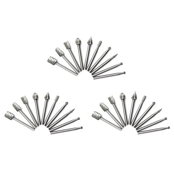 30pcs HSS Tungsten Carbide Rotary Cutting Burr Set Grinder Bit 1/8 Inch (3mm) Shank Woodworking Carving Tools