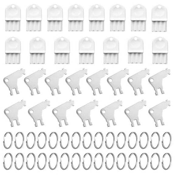 30pcs Hand Towel Dispenser Key,Toilet Tissue Paper Key Plastic Holder Replacement with 30 Key Rings Parts
