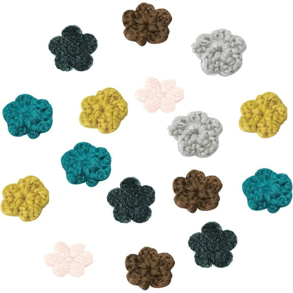 30pcs Handmade Crocheted Flowers 6 Colors Knitting Flower Appliques Embellishments 15mm Floral Ornaments for Hair Clothes Hats Bags Sewing Craft Wedding Party Home Decoration DIY